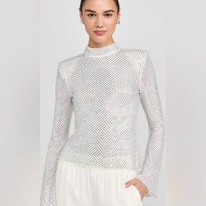 Self-Portrait Crystal Fishnet Top